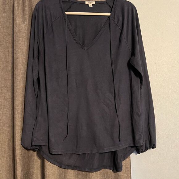 Dylan Luxe Suede V-Neck Top Indigo Blue Size Small - Picture 3 of 12